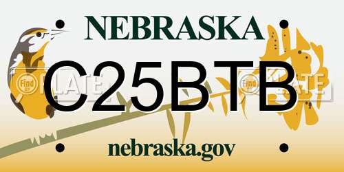 C25BTB Nebraska License Plate