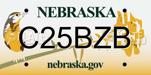 C25BZB Nebraska License Plate