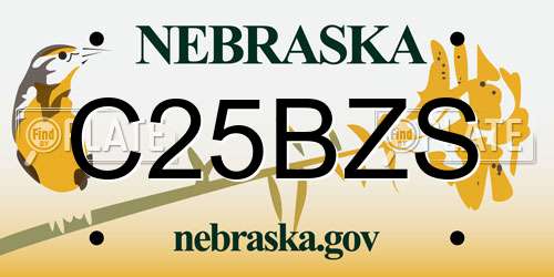 C25BZS Nebraska License Plate