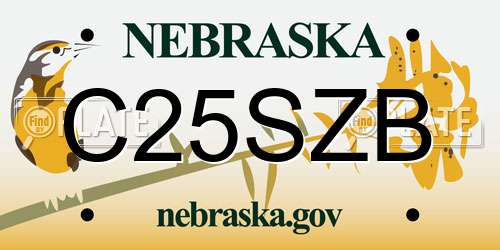 C25SZB Nebraska License Plate