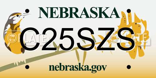 C25SZS Nebraska License Plate