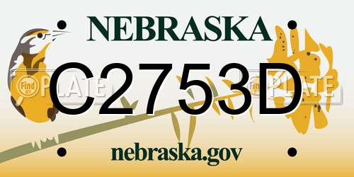 C2753D Nebraska License Plate