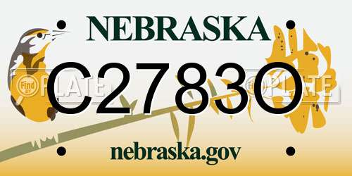 C2783O Nebraska License Plate