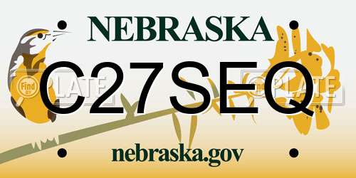 C27SEQ Nebraska License Plate
