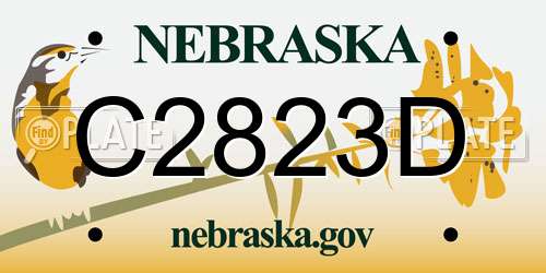 C2823D Nebraska License Plate