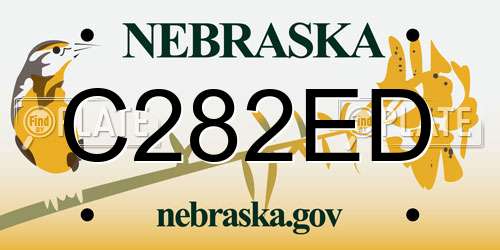 C282ED Nebraska License Plate