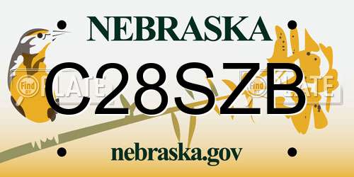 C28SZB Nebraska License Plate