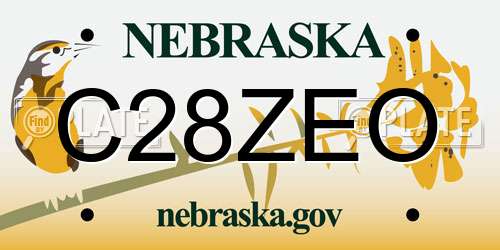 C28ZEO Nebraska License Plate