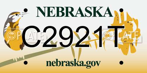 C2921T Nebraska License Plate