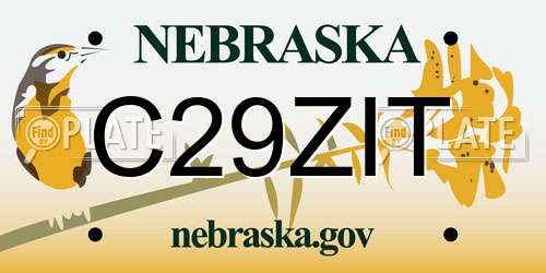 C29ZIT Nebraska License Plate