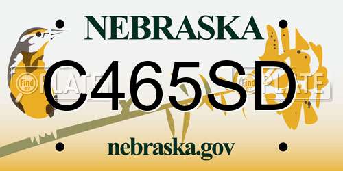 C465SD Nebraska License Plate