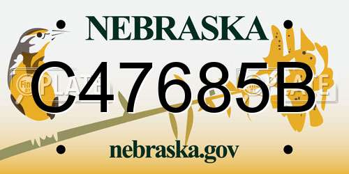 C47685B Nebraska License Plate