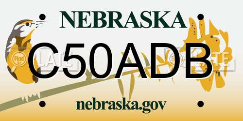 C50ADB Nebraska License Plate