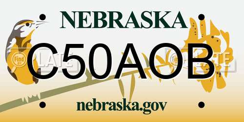 C50AOB Nebraska License Plate