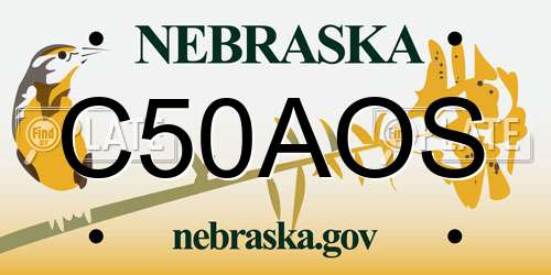 C50AOS Nebraska License Plate