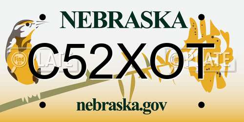 C52XOT Nebraska License Plate