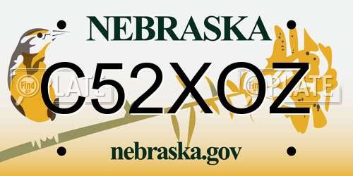 C52XOZ Nebraska License Plate