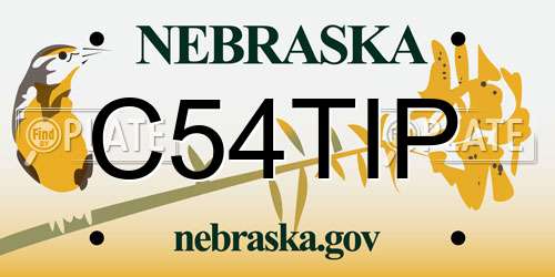 C54TIP Nebraska License Plate