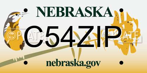 C54ZIP Nebraska License Plate