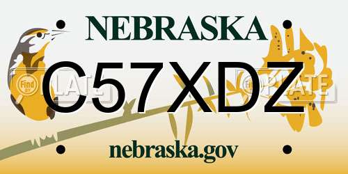 C57XDZ Nebraska License Plate