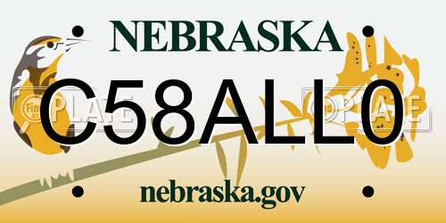 C58ALL0 Nebraska License Plate
