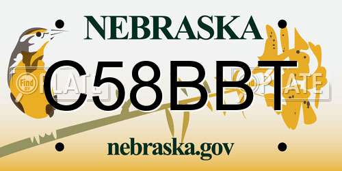 C58BBT Nebraska License Plate