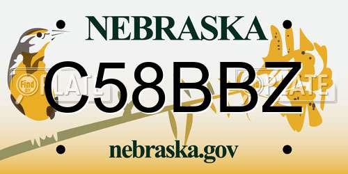 C58BBZ Nebraska License Plate