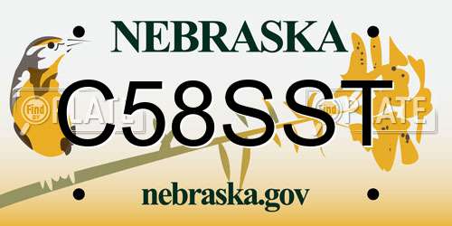 C58SST Nebraska License Plate