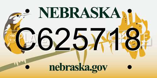 C625718 Nebraska License Plate