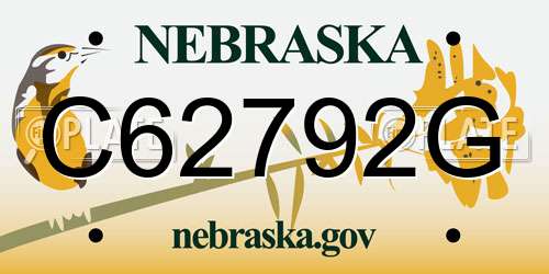C62792G Nebraska License Plate