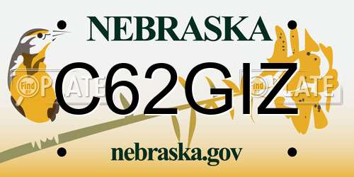 C62GIZ Nebraska License Plate