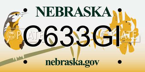 C633GI Nebraska License Plate