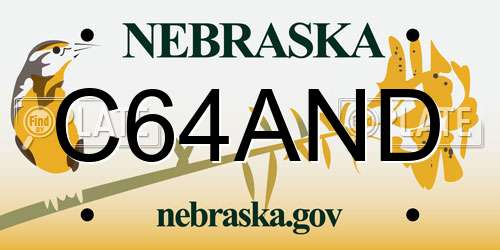 C64AND Nebraska License Plate