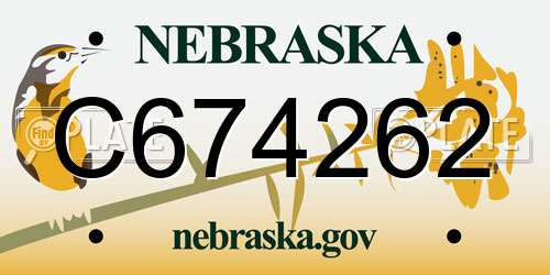 C674262 Nebraska License Plate