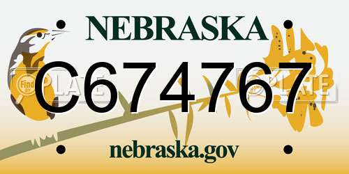 C674767 Nebraska License Plate