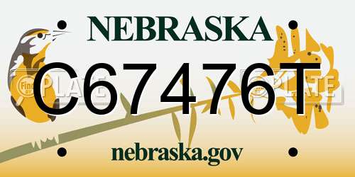 C67476T Nebraska License Plate