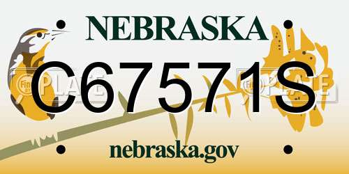 C67571S Nebraska License Plate
