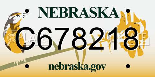 C678218 Nebraska License Plate