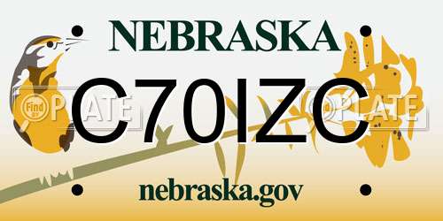 C70IZC Nebraska License Plate