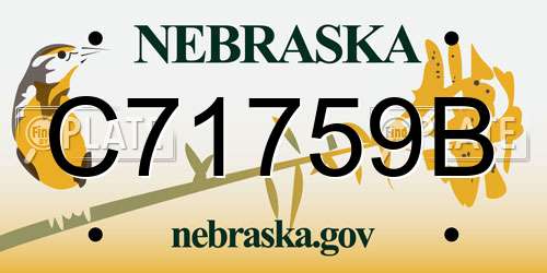 C71759B Nebraska License Plate