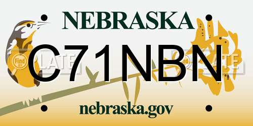 C71NBN Nebraska License Plate