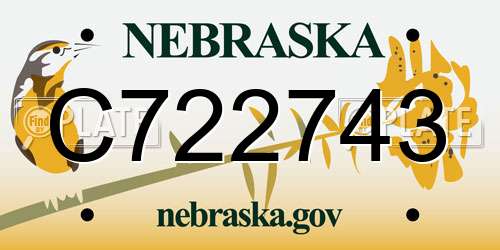 C722743 Nebraska License Plate