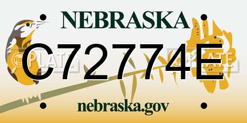 C72774E Nebraska License Plate