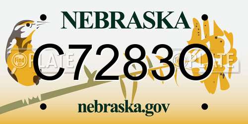 C7283O Nebraska License Plate