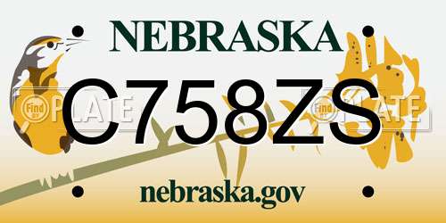 C758ZS Nebraska License Plate
