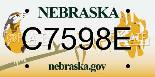 C7598E Nebraska License Plate