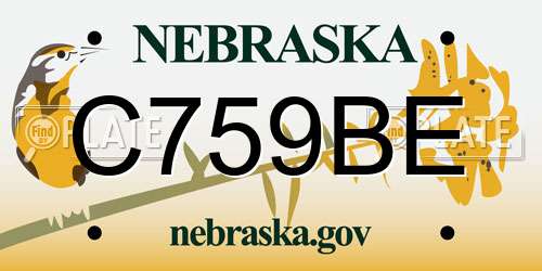 C759BE Nebraska License Plate