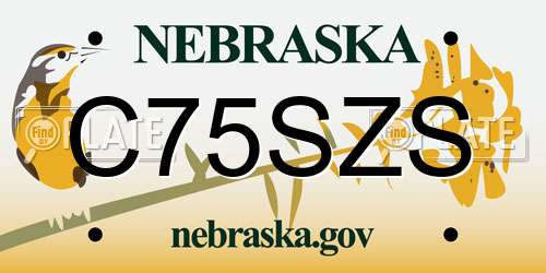 C75SZS Nebraska License Plate