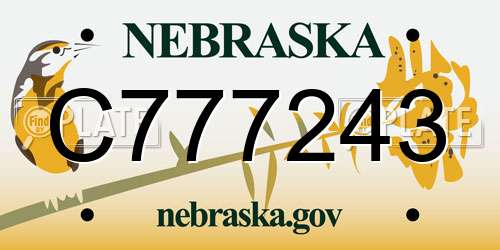 C777243 Nebraska License Plate