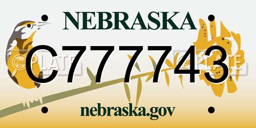 C777743 Nebraska License Plate